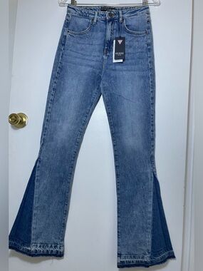 Guess Girls Two-Tone Blue Flare Jeans Size 16 NWT